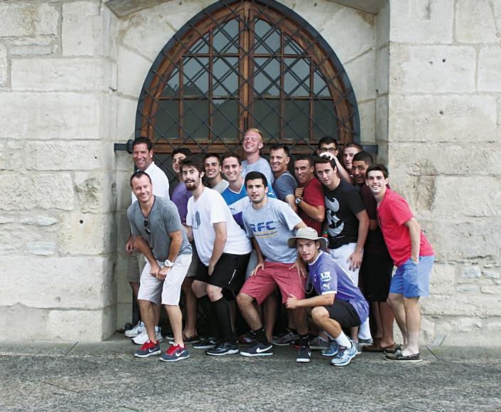  The men's team posing outside Kutna Hora.
